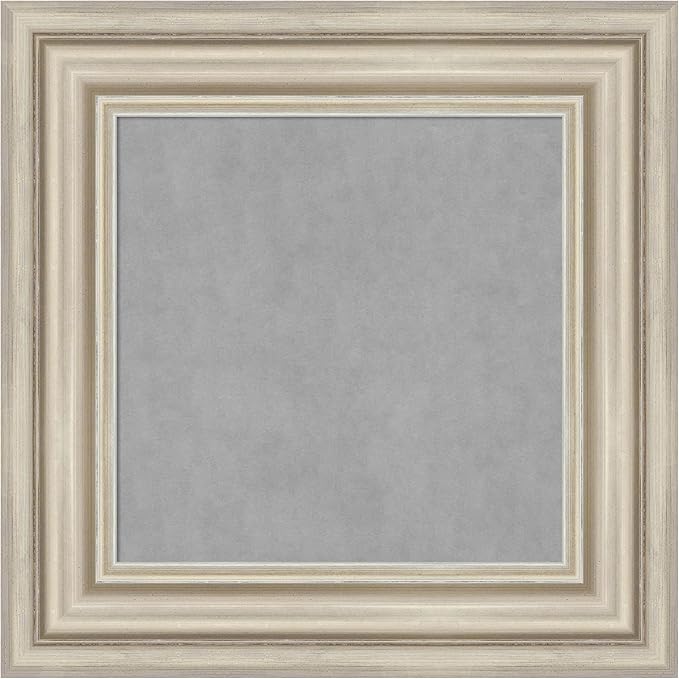 Amanti Art Silver Framed Magnetic Board 18x18 X-Small Vision Board for use with Magnets, 100% Metal Sheet to Display Items as Office Decor or for Home Organization in mudroom, Kitchen or Kids Room