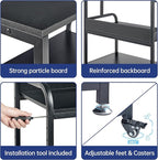 Fannova 32.3" x 18.9" Extra Large Printer Stand Table with Adjustable Storage Shelf, 3 Tier Rolling Printer Cart with Industrial Wheels for Home Office, Black