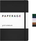 PAPERAGE Graph Paper Journal Notebook, (Black), 160 Pages, Medium 5.6 in x 8 in - 100 GSM Thick Paper – Hardcover Grid Notebook for Work or School