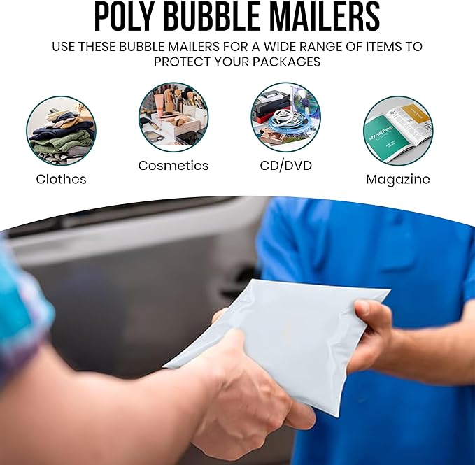 Levex - #4 9.5" x 14.5" [200 Pack] Poly Bubble Mailers, Padded Envelope Mailers, Packing Envelope & Mailing Bags for Shipping