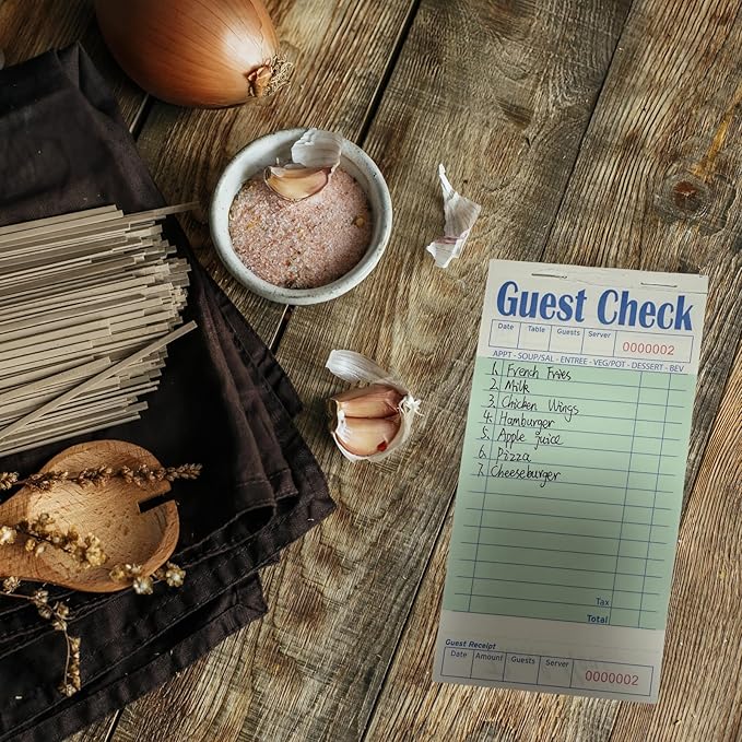 Guest Check Books 10 Pack, Guest Checks for Servers, Server Note Pads, Waitress Accessories Writing Pad, Thick Server Paper with Guest Receipts, Restaurant Supplies Order Pad Total 500 Sheets