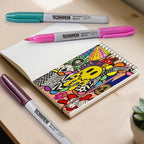 TOMPEN Permanent Markers Fine Tip 100 Pack Bulk,10 Assorted Colors,Waterproof Permanent Marker with Quick Drying on Valentine's Day card,Wood,Plastic,Paper,Metal,Mirror for Office School Classroom