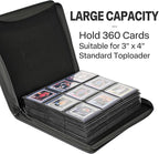 Sibonic 9 Pocket TopLoader Binder, Holds 360 3”x4” Toploader Hard Cases, Sleeves Card Collection Binder, 20 Double Sided Pages, Compatible with Trading & Sports Holder - Black