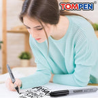 TOMPEN Black Permanent Markers Bulk Fine Tip 500 Pack,Use for Halloween,Waterproof Permanent Marker Pens with Quick Drying on Wood,Plastic,Paper,Metal,Mirror for Office School Classroom Home