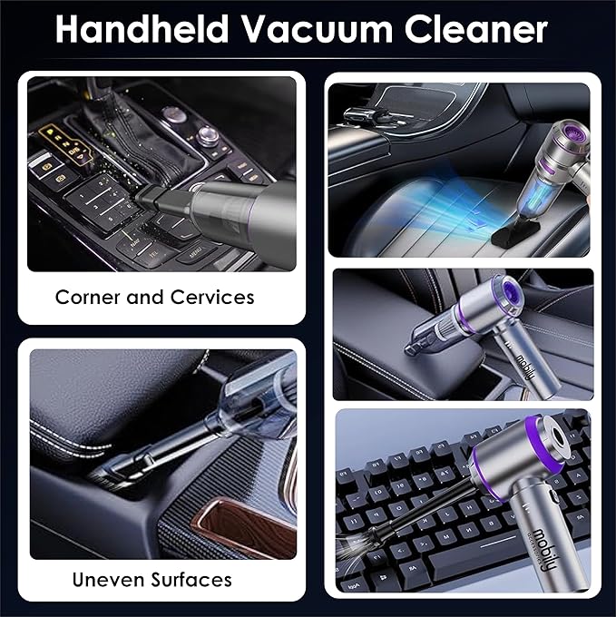 4-in-1 Handheld Cordless Car Vacuum Cleaner, 84000 RPM High Power Air Blower, inflator deflator & Mini Car Vacuum Cleaner for Home, Office & Outdoor, 6000mAh Battery & Type-C Fast Charging
