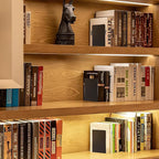 VONDERSO Metal Bookends Black, 2 Pairs Decorative Metal Book End Supports for Shelves Gauge Book Divider Stopper Holders with Non-Slip Anti-Scratch Rubber Pads