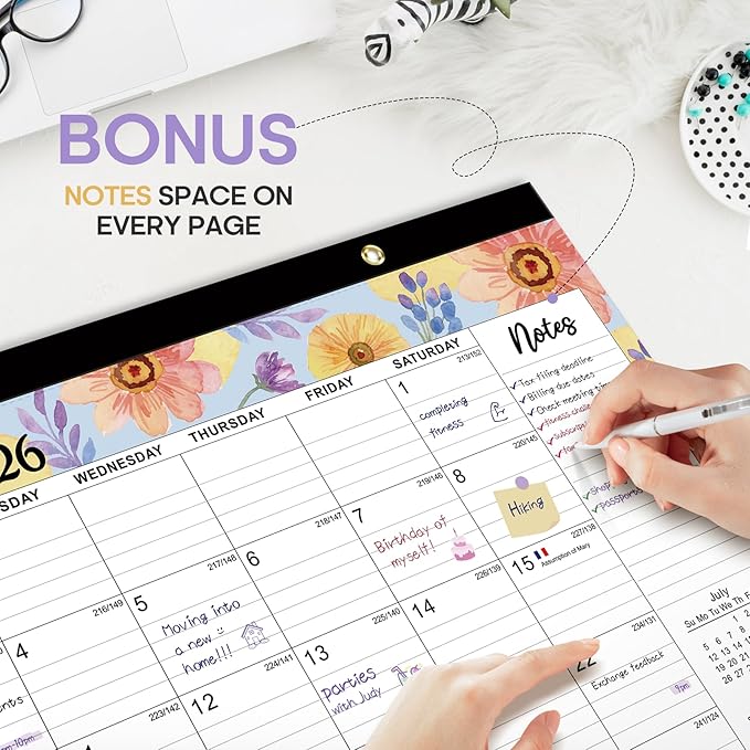 3 Pack of Desk Calendar 2026, 21 Months Calendar Runs from October 2025 to June 2027 - Large 17" x 12" Desktop/Wall Monthly Planner for Home School, or Office - Botanic Whimsy