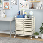 Giantex 12 Drawers Rolling Storage Cart, Classroom Organizers with Wheels for Tools Scrapbook Craft Paper Teacher Office School Supplies (Ivory)