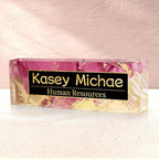 SalaGraphics Desk Name Plate Personalized, Custom for Desk, Office Decor Women Men, Acrylic Accessories, Gifts Coworkers Boss Teacher, Employee Appreciation (Red/Gold) 8”(L)x2.5(W)