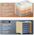 Marbrasse 7 Tier Desktop Literature Organizer, Mesh Paper Organizer Desk Organizers, File Sorter Mail Center Paper Storage Cabinet Classroom Keepers Mailbox for Office Home School, White
