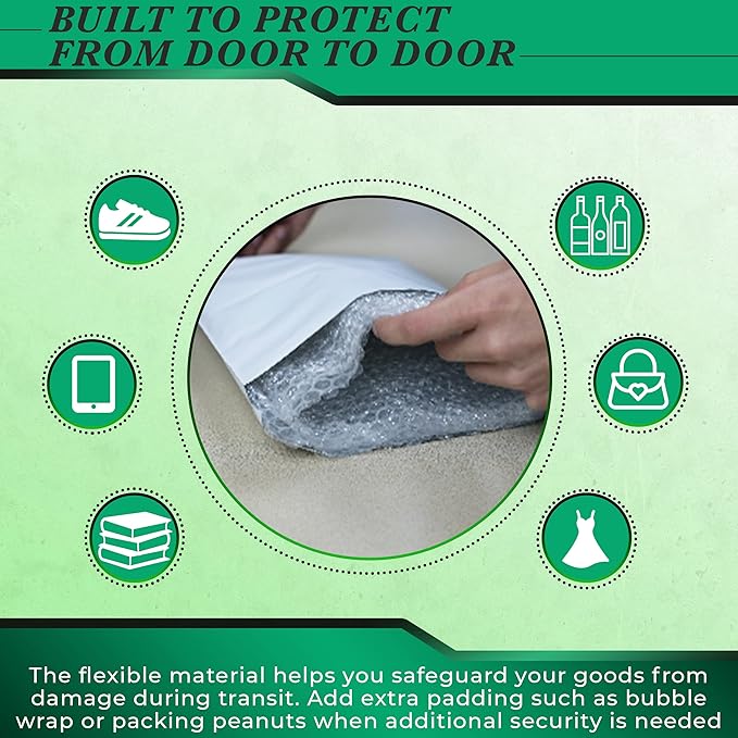 100 Pack of 9 x 12 White Poly Mailers - Self Sealing Shipping Envelopes â€“ Medium Plastic Shipping Mailers - White Poly Bags, Durable, Multipurpose, Water Proof - Packaging Bags for Small Business