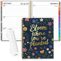 SUNEE 2026 Weekly and Monthly Planner - from January 2026 - December 2026, Daily Agenda Planner with Monthly Tab, Flexible Cover, Note Pages, Pockets, Bookmark, Spiral Binding, Navy Flower, 8.5"x11"