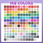 VIDIMAKPRO Alcohol Markers 168 Colors with Base Dual Tip Art Drawing Markers for Kids Students and Adults Comics Sketching Illustration - Refillable