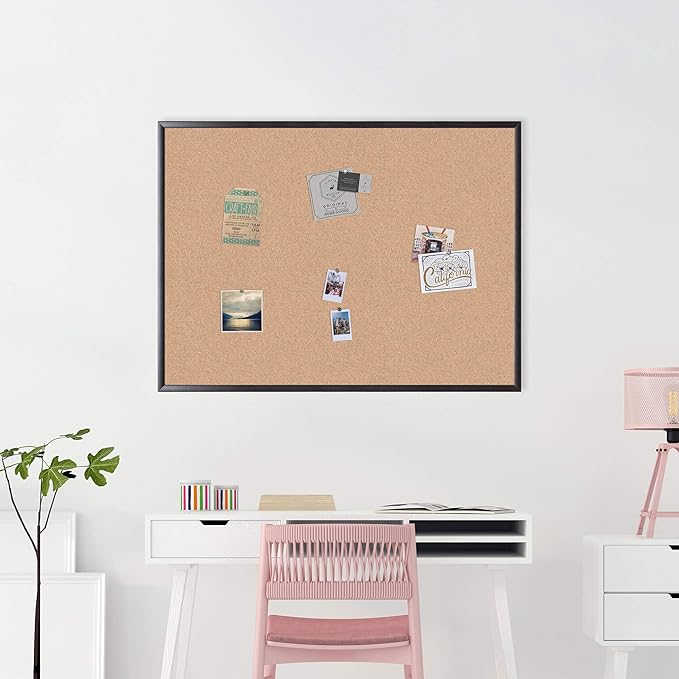 U Brands Cork Bulletin Board, 36" x 48" Inches, Black Wood Frame (2876U00-01)