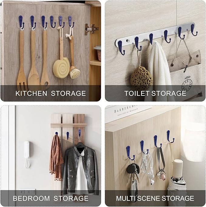 ZAYBOD 15-Pack Coat Hooks with 30 Screws | Heavy Duty Wall Mounted for Robe, Backpack & Keys | Entryway, Bathroom, Bedroom Hanging Hardware (Purple)