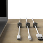 ICONIT Cable Anchors for Desk Organization Gun Metal | Premium Aluminum Cord Organizers | Charger + Cable Management Clips for Home & Office | Stylish, Sturdy, & Functional | (3 Pack)