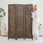 5.6 Ft Folding Room Divider, Portable Privacy Screen & Partition, No Assembly Required for Use as Cat Litter Box Cover, Clutter Hider, Room Separator, 3 Panels (Brown)