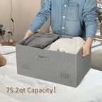 Graciadeco 75 Quarts Extra Large Decorative Storage Bins with Lids, 3 Packs Gray Collapsible Storage Bins with Lids, Stackable Storage Bins Decorative Box Storage With Lid Extra Large