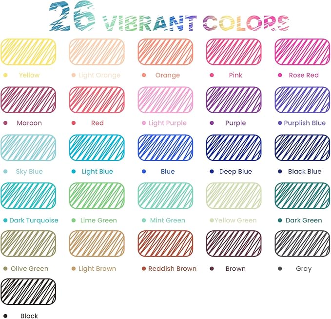 ParKoo 26 Colors Erasable Gel Pens, Retractable Erasable Pens Fine Point (0.7), Make Mistakes Disappear, Assorted Color Inks for Writing Drawing Coloring Planner