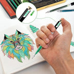 ZSCM Retractable Glitter Gel Pens, 12 Colors Large Capacity Green Glitter Metallic Gel Ink Pen, 1 mm Fine Point Smooth Writing Color Pens for Adult Coloring Book Note Taking Aesthetic Art Supplies