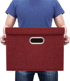 TYEERS Large Collapsible Storage Bins with Lids, Organization Bins for Closet Storage, Clothes Storage, Folding Storage Box with Lids for Home Office Storage - 3 Pack - Red Wine
