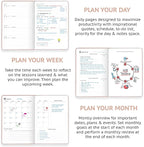 Wyze Planner Undated Daily Planner – 1-Year B5 Productivity Organizer with Two-Page Weekly Spread, Goal Setting, Habit Tracker, Weekly & Monthly Pages – Hardcover Time Management Notebook (Rose Gold)