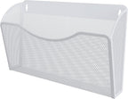 EasyPAG Single Pocket Wall File Organizer, Mesh Hanging File Folder Organizer for Letter/A4 Size Folders, Wall Mounted Vertical Mail Holder for Paperwork, Office, Home, School, White