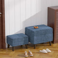 FAGAGA Storage Ottomans with Adjustable Cover, BOGO, Soft Step Stool, Footrest and Seat, Ottoman Foot Rest Set for Living Room, Bedroom, Dorm, Blue