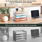 StorBin 4 Trays Paper Organizer Letter Tray, Acrylic Stackable Desk File Organizer, Clear Office Desk Organizer for File Paper, Ipad, Letter, A4 Office File, Books, Notes
