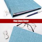 Vienrose 3 Ring Binder 1 Inch Round Rings with Linen Fabric Cover, Fits 8.5 x 11 Inch Paper, Durable Organizer for School, Office, Home, Recipes, Blue