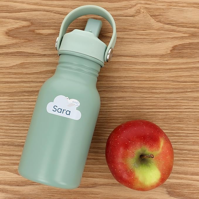 Large Name Labels for Kids (33) - Custom Stickers for Daycare and School Supplies - Durable, Waterproof Stickers for Water Bottles, Lunch Boxes, and More with Unique Designs - Airplane