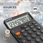 CATIGA 12 Digit Desktop Calculator with Large LCD Display, 4 Funtions Calculator, Round Design Big Button, Solar and Battery Dual Power, Standard Function for Office, Home, School, SD-1292