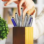 DISCOUNT PROMOS Custom Stylus Ballpoint Pens Set of 100, Personalized Bulk Pack - Black Ink, Great for Office, School, Business, Tradeshows, Events - Blue