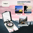 Trekker's Compass Crew Professional Military Lensatic Compass with Mirror, High-Precision Dial, Built-in Magnifier, Luminous Display for Hiking, Camping, Orienteering