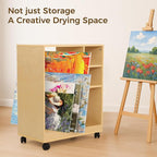 VISWIN Art Cart Organizer, Solid Pine Wood Art Supply Storage Organizer with Caster Wheels, 3-Tier Multifunctional Rolling Utility Storage Cart for Studio, Classroom, Artists - Natural