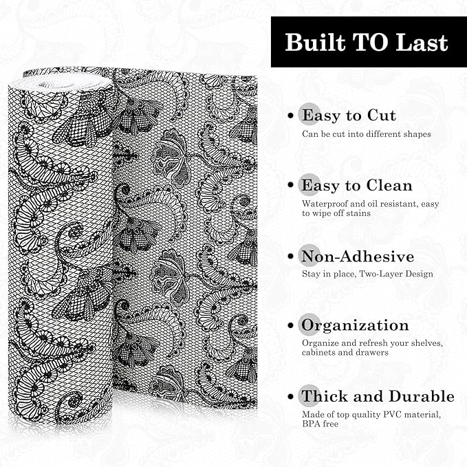 ALIUNI Drawer and Shelf Liner, Non-Slip Kitchen Cabinet Liners Non-Adhesive Thick Strong Grip Waterproof Washable Mats Protect Dresser Shelves Cupboard Bathroom Cabinets, Boho: Floral, 24 in X 10 FT