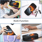 YIJIUWKIS Hockey Pencil Case for Kids Boys, Large Capacity Pencil Box Storage Pen Bag with Zippers, Sports-Themed Black Pencil Pouch Stationery Case for Office School