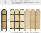 Svimi Room Divider and Folding Privacy Screens, Pine Wood 5.6 Ft Double Hinged Rattan Partition Freestanding Wall Room Divider for Home - 3 Panels