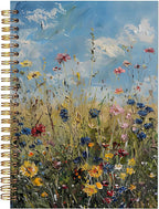 BitKan Rustic Wild Flower Spiral Notebook, Retro Cottagecore Wildness Botanical Floral Journal for Women, Farmhouse Country Landscape Botanical Notebook 5.5x8.3 Inch-369