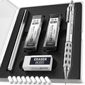 Nicpro Blocky Gear 0.5 mm Mechanical Pencil Set in Case, Metal Pencil with Lead Refills, Eraser for Professional & Adult Art Writing Drafting Drawing
