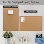 Cork Bulletin Board for Wall - 36” x 24” Bulletin Board Wall Mounted Wood Frame Message Board pin Board for School,Office and Home