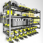 KAFAHOM Power Tool Organizer-8 Drill Holder Wall Mount,4 Layer Heavy Duty Metal Power Tool Storage Rack,Garage Tool Organizer and Storage with Screwdriver Holder/Plier Holder/Hammer Holder