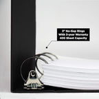 Carstens 3-Inch Heavy Duty Round Ring Binder for Policy Manuals – Side Opening, Black, Durable Plastic Covers, No-Gap Rings, No Pockets, Holds 400 US Letter Sheets, Made in USA (1761-3R)