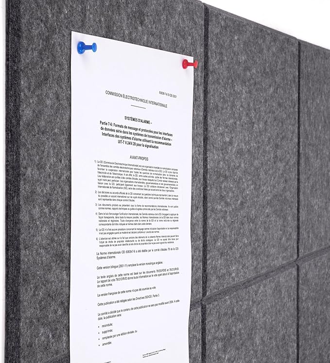 Large Cork Board Alternative 48" X 36" Bulletin Board - 12 Pack Removable Felt Wall Tiles with 30 pushpins, Large Cork Boards for Walls Cork Board for Office Pin Board Tack Board - Dark Gray