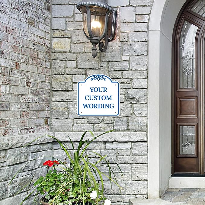 Custom Decorative Sign, Personalized Metal Sign for Business, Driveway, Home, Airbnb, Office Door Plaque, White Background, 12x12 Inches, ACM, Fade Resistant, Made in USA by Sigo Signs