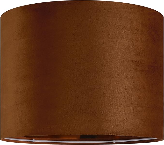 GO&SO Burnt Orange Velvet Drum Lamp Shades Set of 2 Medium, Replacement Lamp Shade 13" Top x 13" Bottom x 10" High(Spider)- Modern Fabric Lampshade for Table Lamp,Floor Lamps -Assembly Require