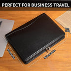 Geslun Vegan Leather Portfolio, Legal Size 8.5 x 14 Pad Holder, Business Padfolio for Men and Women, Zippered 14" Laptop Organizer, Executive Professional Work Travel Notepad Folio, Black