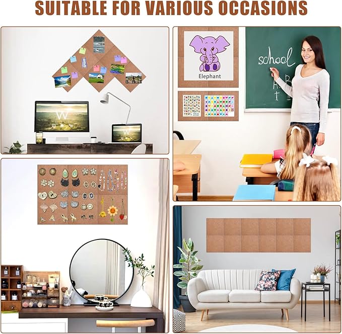 Large Cork Board Alternative 48" X 36" Bulletin Board - 12 Pack Removable Felt Wall Tiles with 30 pushpins, Large Cork Boards for Walls Cork Board for Office Pin Board Tack Board - Mauvey Pink
