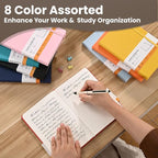Hompower Lined Notebook Journals for Writing 5.5 x 8.2 inches, 160 Pages A5 Size with Expandable Pocket, Hardcover Notebooks for Work, 100GSM Paper (Assorted 8 Colors)
