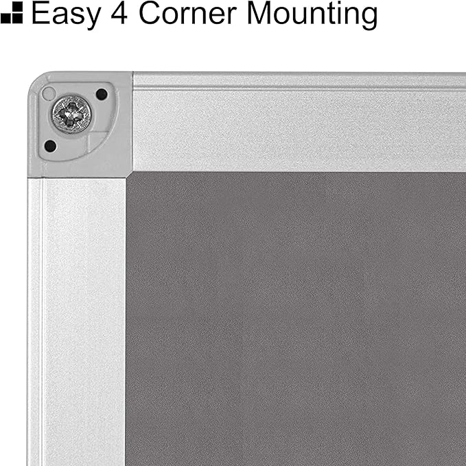 BoardsPlus Gray Felt Bulletin Board, 36" x 48", Wall Mounted Self-Healing Pin Board with Aluminum Frame, Affordable Felt Vision Board for Home, Office, Dorm & Classroom